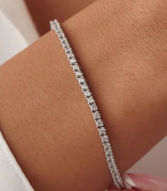 Wrist Cubic 18kt White Plate Multi Sm Stone Link Bracelet
