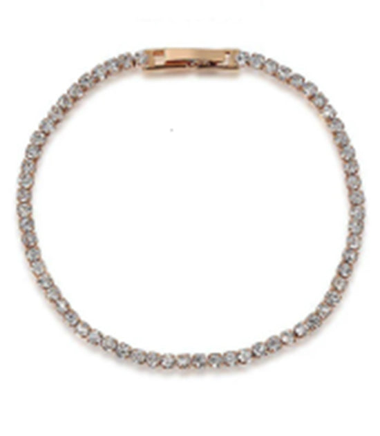 Wrist Cubic 18kt Rose Gold Plate MI Oval Stone Link Bracelet