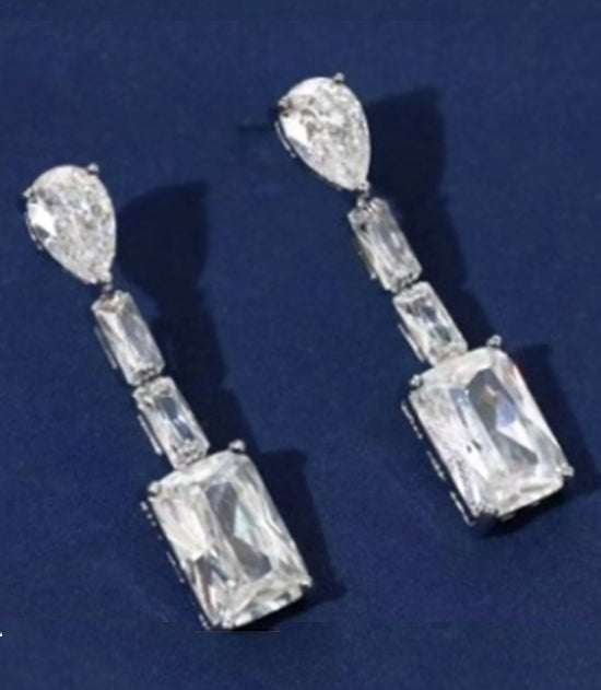 Multi Baugette Stones Link Drop Earring