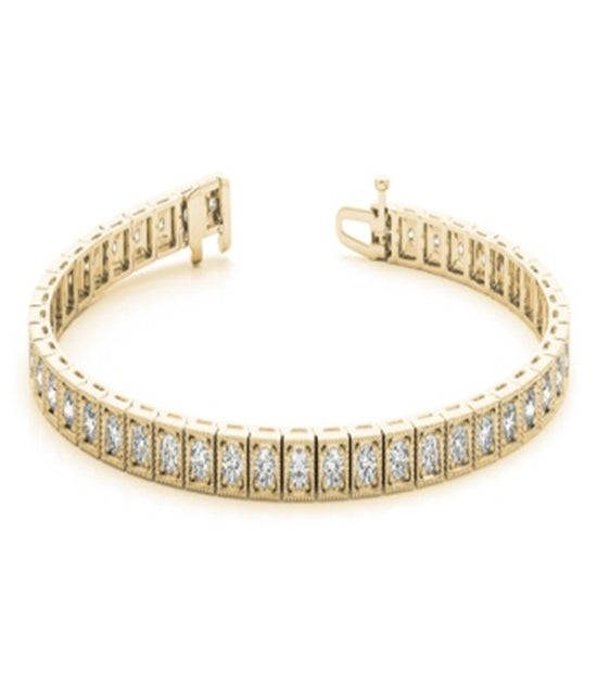 Gold WRIST 18kt Plated Cubic Squqre Rnd Tennis Bracelet