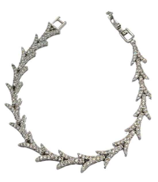 White 18kt S Plate Cubic Y Shape Tennis Wrist Bracelet