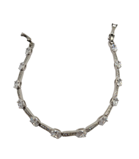 White wrist 18kt S Plate Cubic Full Link Oval T Bracelet