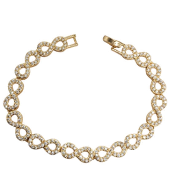 White Wrist Gold 18kt S Plate Cubic Oval Design Link Bracelet