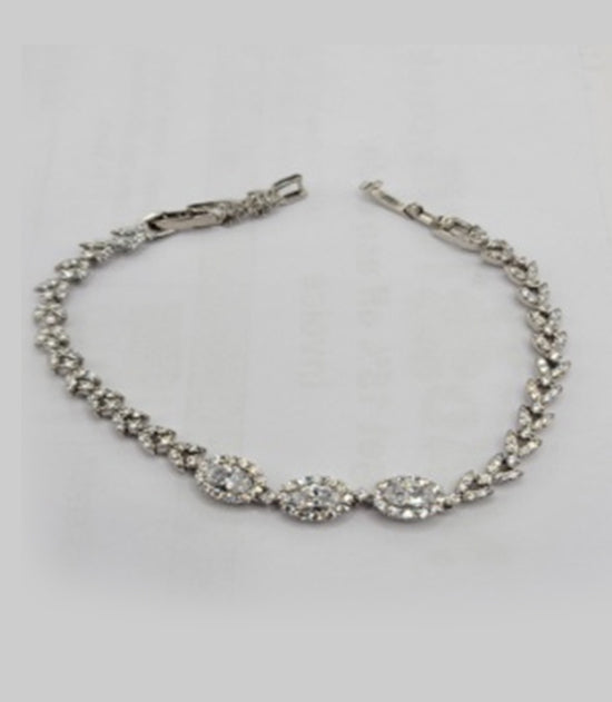 White Wrist 18kt S Plate Cubic Full Oval Link Bracelet