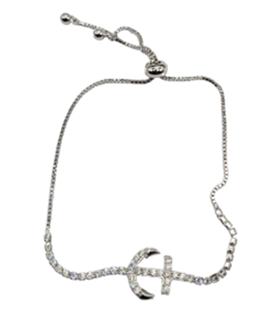 White Wrist 18kt S Plate Cubic Sea Anchor Tie Bracelet