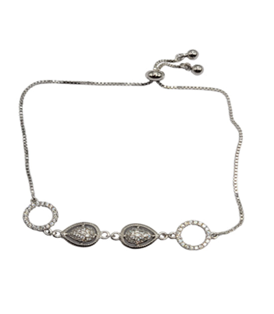 White Wrist 18kt S Plate Cubic Hook Twist Tie Bracelet