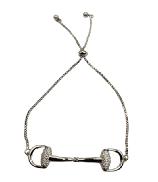 White Wrist 18kt S Plate Cubic Ship Hook Tie Bracelet