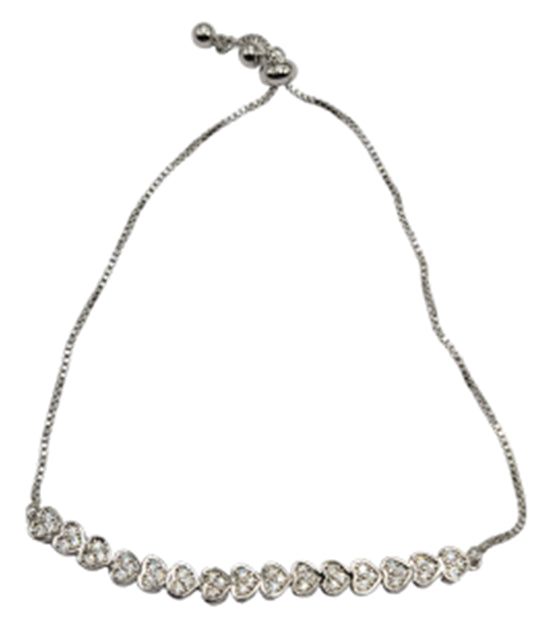 White Wrist 18kt S Plate Cubic CircleLink Tie Bracelet
