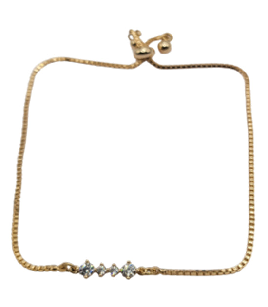 Gold Wrist 18kt S Plate Cubic Str Link Tie Bracelet