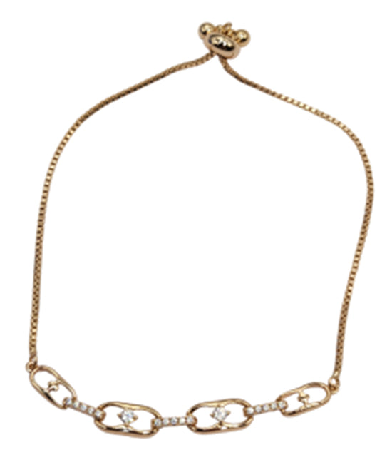 Rose Gold Wrist 18kt S Plate Cubic Multi Link Oval Tie