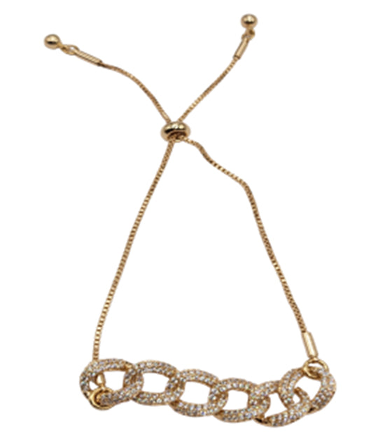 Rose Gold Wrist 18kt S Plate Cubic Multi Link Cross Tie Bracelet