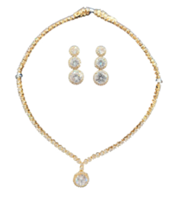 18kt Gd Plate Cubic Multistone  Link Set